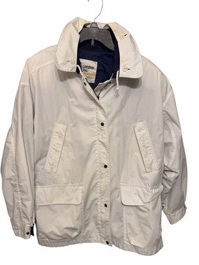 London Fog size large white waterproof 3 season jacket / coat with  hidden hood